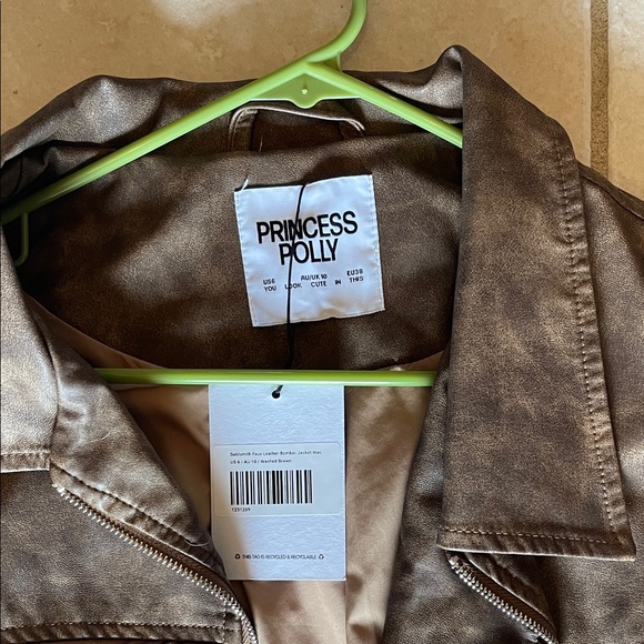 Princess Polly Brown Distressed Bomber Jacket - Picture 3 of 3
